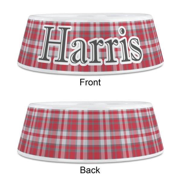 Red & Gray Plaid Plastic Pet Bowls - Medium - APPROVAL