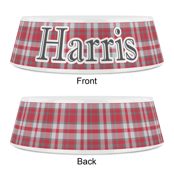 Red & Gray Plaid Plastic Pet Bowls - Small - APPROVAL