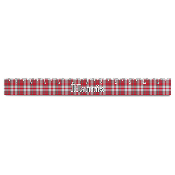 Red & Gray Plaid Plastic Ruler - 12" - FRONT