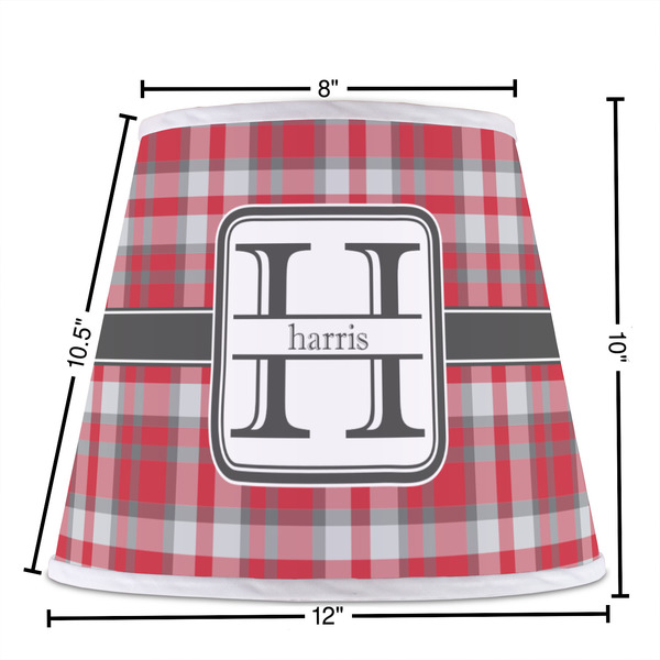 Red & Gray Plaid Poly Film Empire Lampshade - Dimensions