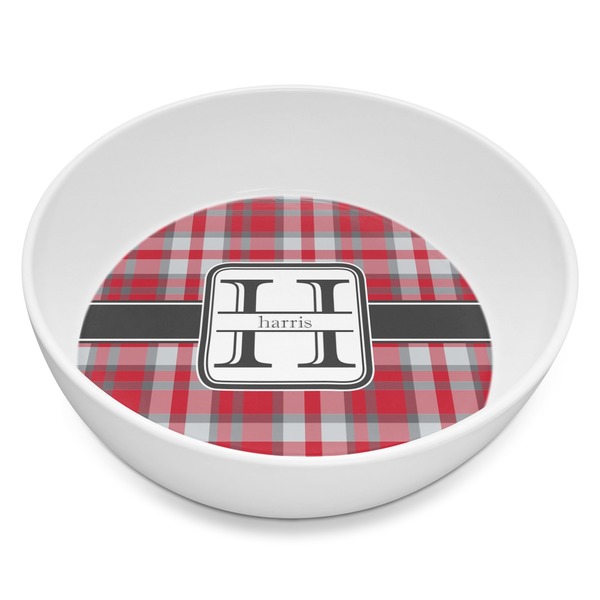 Custom Red & Gray Plaid Melamine Bowl - 8 oz (Personalized)