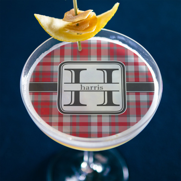 Red & Gray Plaid Printed Drink Topper - XLarge - In Context