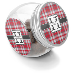 Red & Gray Plaid Puppy Treat Jar (Personalized)