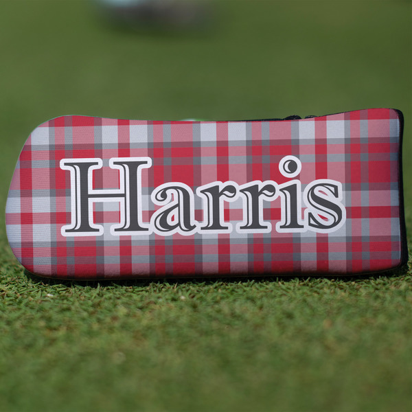 Custom Red & Gray Plaid Blade Putter Cover (Personalized)