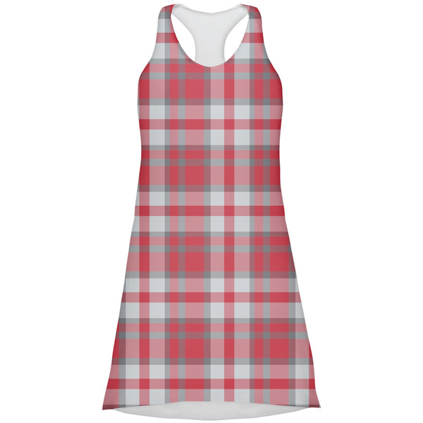 Custom Red & Gray Plaid Racerback Dress - X Small