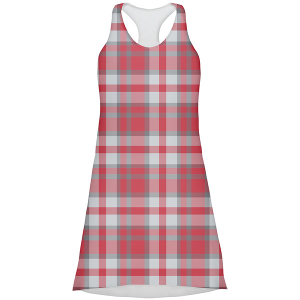 Custom Red & Gray Plaid Racerback Dress - X Large