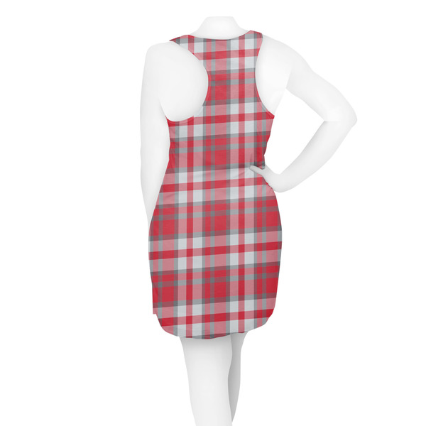 Red & Gray Plaid Racerback Dress - On Model - Back