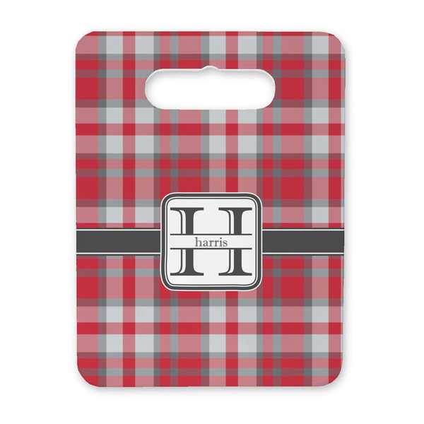 Custom Red & Gray Plaid Rectangular Trivet with Handle (Personalized)