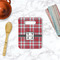 Red & Gray Plaid Rectangle Trivet with Handle - LIFESTYLE