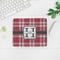 Red & Gray Plaid Rectangular Mouse Pad - LIFESTYLE 2