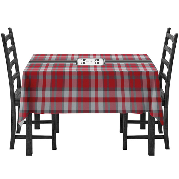 Custom Red & Gray Plaid Tablecloth (Personalized)