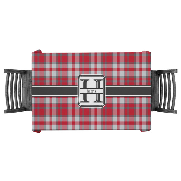 Custom Red & Gray Plaid Tablecloth - 58"x58" (Personalized)