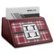 Red & Gray Plaid Red Mahogany Business Card Holder - Angle