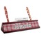 Red & Gray Plaid Red Mahogany Nameplates with Business Card Holder - Angle