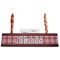 Red & Gray Plaid Red Mahogany Nameplates with Business Card Holder - Straight