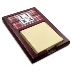 Red & Gray Plaid Red Mahogany Sticky Note Holder (Personalized)
