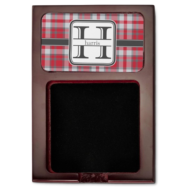 Red & Gray Plaid Red Mahogany Sticky Note Holder - Flat