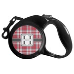 Red & Gray Plaid Retractable Dog Leash - Large (Personalized)
