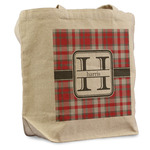 Red & Gray Plaid Reusable Cotton Grocery Bag (Personalized)