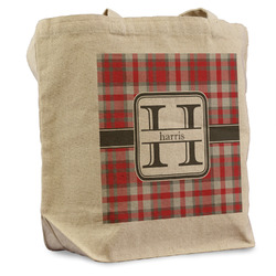 Red & Gray Plaid Reusable Cotton Grocery Bag - Single (Personalized)