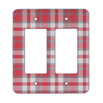 Red & Gray Plaid Rocker Style Light Switch Cover - Two Switch