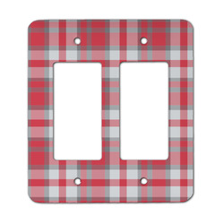 Red & Gray Plaid Rocker Style Light Switch Cover - Two Switch