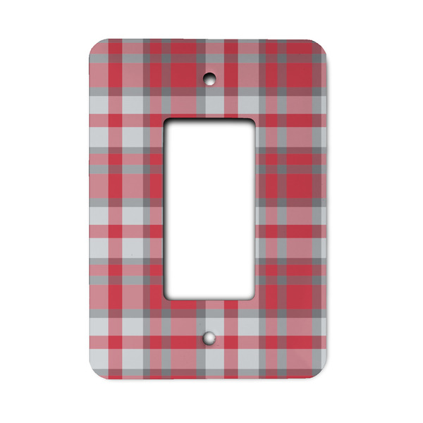 Custom Red & Gray Plaid Rocker Style Light Switch Cover - Single Switch