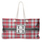 Red & Gray Plaid Large Rope Tote Bag - Front View