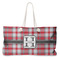 Red & Gray Plaid Large Tote Bag with Rope Handles (Personalized)
