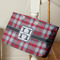 Red & Gray Plaid Large Rope Tote - Life Style