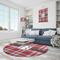 Red & Gray Plaid Round Area Rug - IN CONTEXT