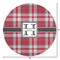 Red & Gray Plaid Round Area Rug - Size