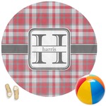 Red & Gray Plaid Round Beach Towel (Personalized)