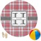 Red & Gray Plaid Round Beach Towel (Personalized)