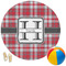Red & Gray Plaid Round Beach Towel (Personalized)