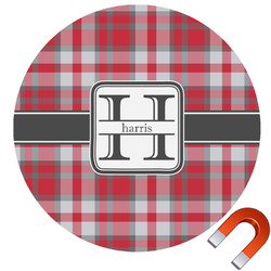 Red & Gray Plaid Car Magnet (Personalized)
