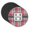 Red & Gray Plaid Round Rubber Backed Coasters - Set of 4 (Personalized)