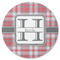 Red & Gray Plaid Round Coaster Rubber Back - Single