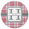 Red & Gray Plaid Round Rubber Backed Coaster (Personalized)