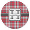 Red & Gray Plaid Round Rubber Backed Coaster (Personalized)