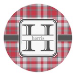 Red & Gray Plaid Round Decal - Medium (Personalized)