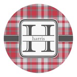 Red & Gray Plaid Round Decal (Personalized)