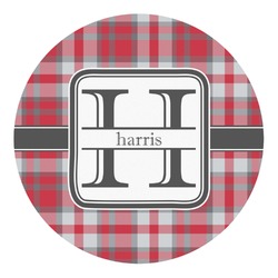 Red & Gray Plaid Round Decal (Personalized)