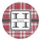 Red & Gray Plaid Round Decal - Small (Personalized)