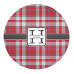 Red & Gray Plaid 5' Round Indoor Area Rug (Personalized)