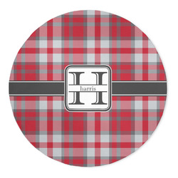 Red & Gray Plaid 5' Round Indoor Area Rug (Personalized)