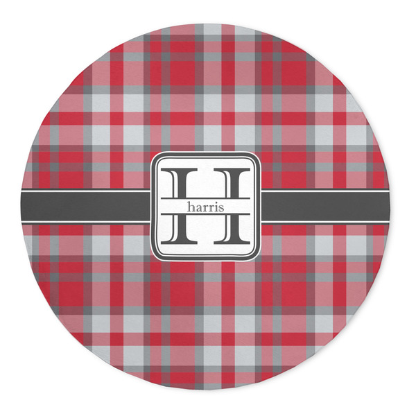 Custom Red & Gray Plaid 5' Round Indoor Area Rug (Personalized)