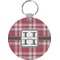 Red & Gray Plaid Round Keychain (Personalized)