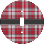 Red & Gray Plaid Round Light Switch Cover
