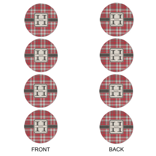 Red & Gray Plaid Round Linen Placemats - APPROVAL Set of 4 (double sided)